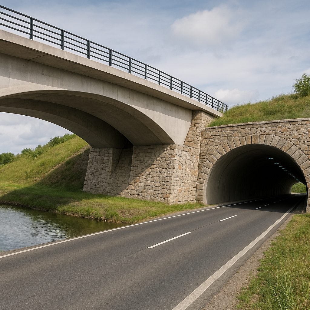 Jakie są przykłady nowoczesnych mostów i tuneli z elementami kamienia